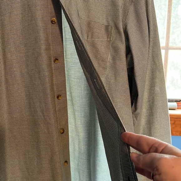 LL Bean Small Green & White Gingham, Checkered Pattern Dress Shirt - Picture 6 of 8